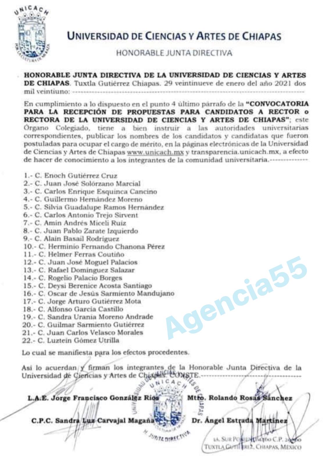 22 son los aspirantes a las Rectorías de la Universidad de Ciencias y Artes de Chiapas.