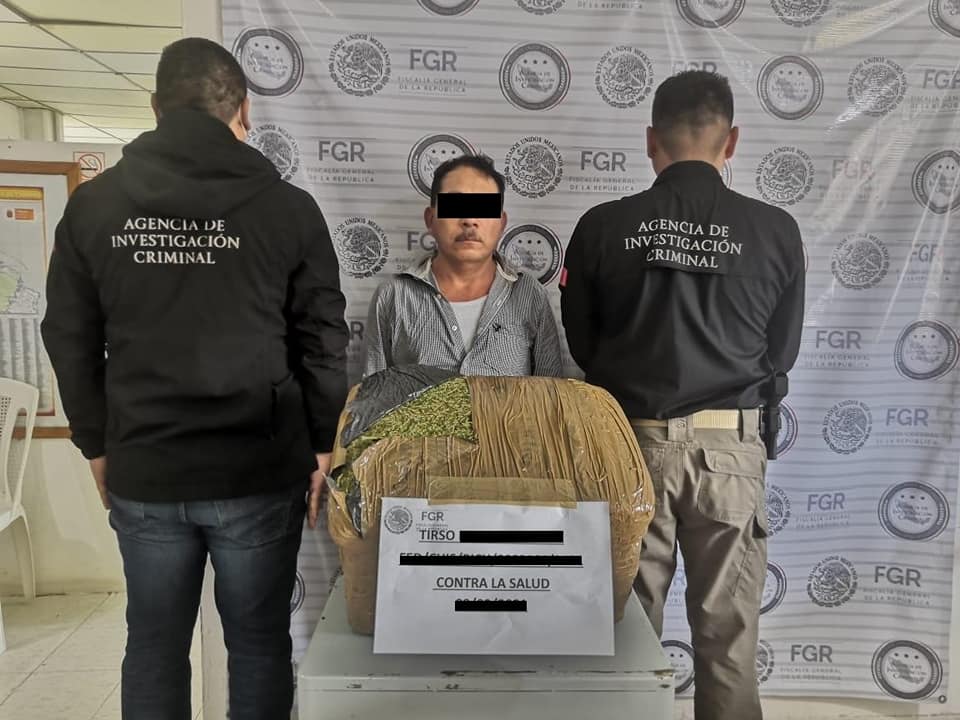 INICIA FGR INVESTIGACIÓN POR EL ASEGURAMIENTO DE UNA PERSONA Y 20 KILOS DE MARIHUANA EN CHIAPAS