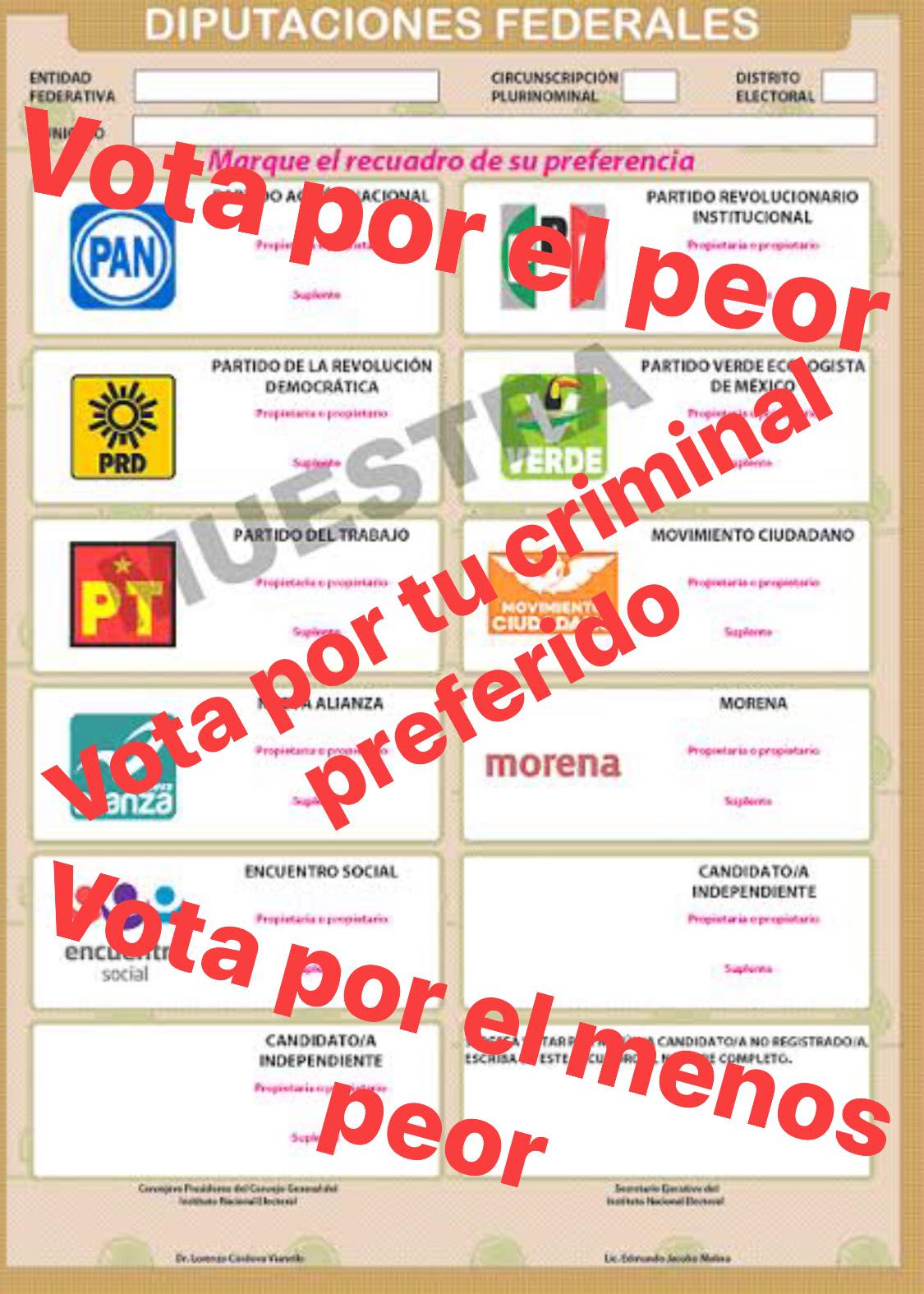 En cada proceso electoral que me ha tocado cubrir como periodista he enfatizado que a los electores solo los dejan elegir entre el peor y el menos peor, así se ha sido y sigue siendo, sea cual sea el partido político.