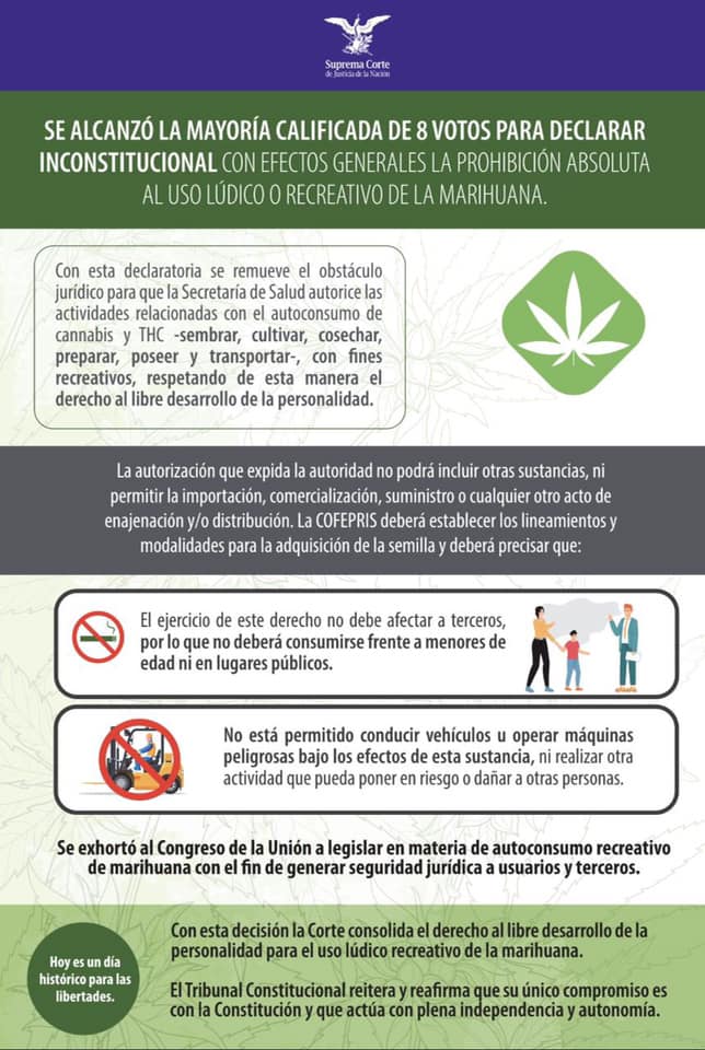La Corte declaró con efectos generales la inconstitucionalidad de la prohibición absoluta al uso lúdico y recreativo de la Marihuana.