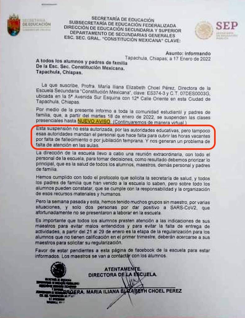 Secretaría de Educación Chiapas incumple con contratar nuevo personal para cubrir las vacantes por jubilación y fallecimiento
