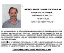 Acusan de «aviador» a Miguel Ángel Casanova Velasco, es el encargado del área de Desarrollo del Deporte en el Indetux