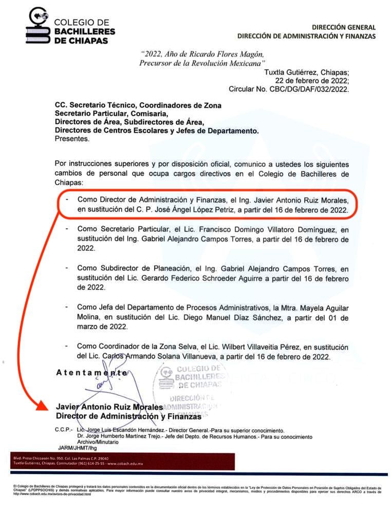 Colegio de Bachilleres de Chiapas premia la incompetencia con impunidad y jefaturas, José Ángel López Petriz