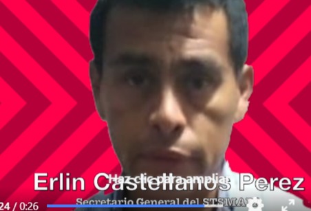 Erlin Castellanos Perez, Secretario General del Sindicato de Trabajadores del SMAPA Tuxtla