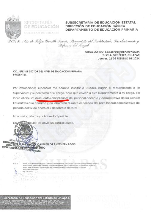 Represora titular de la Secretaría de Educación Chiapas, Rosa Aidé Domínguez Ochoa