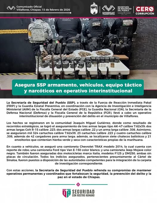Sigue los operativos en Villa Flores Chiapas por parte de la Secretaría de Seguridad del Pueblo.