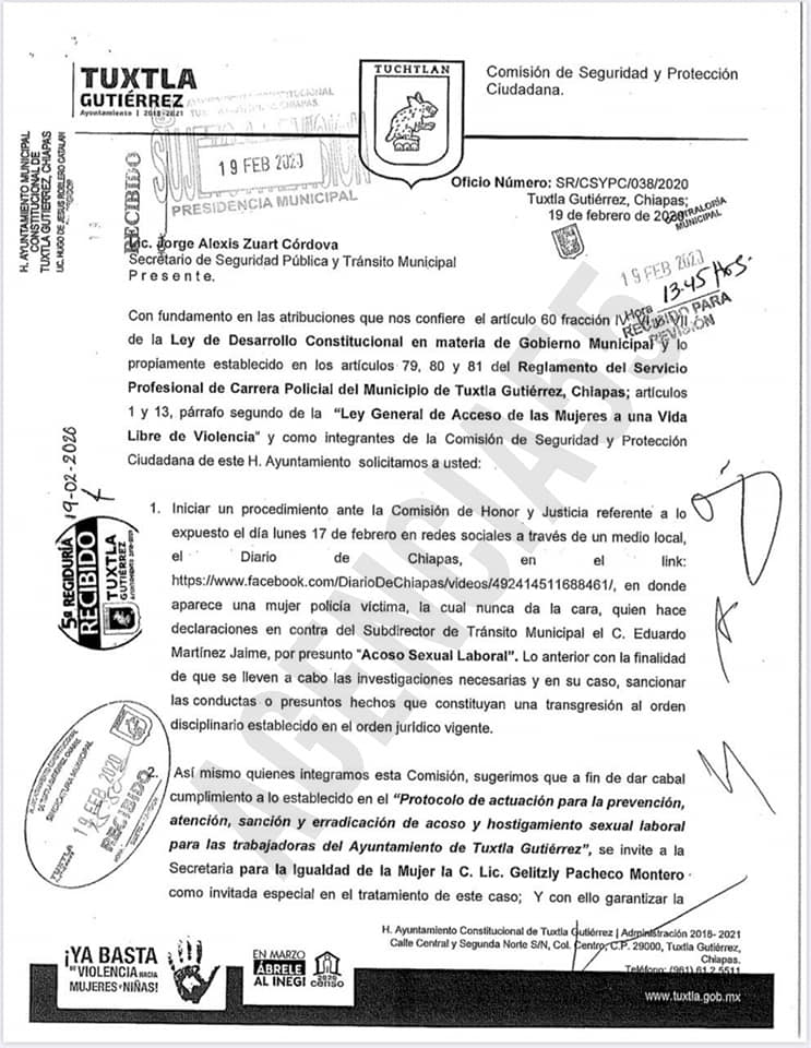 Por Acoso Sexual Laboral le inician procedimiento ante la Comisión de Honor y Justicia al Subdirector de Tránsito Municipal, Eduardo Martínez Jaime