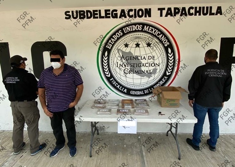Con 11 kilos de coca lo asegura FGR en Huixtla