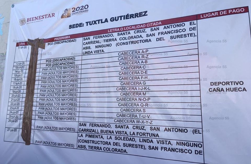 Fecha de pagos del Programa Bienestar para Adultos Mayores en Tuxtla Gutiérrez, exclusivo para las personas que no cobran con tarjeta. Gracias por compartir.
