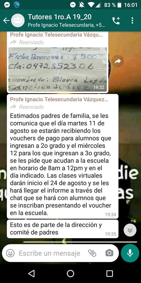 ¡Abusivos! Directora de Telesecundaria 428, Emilia Borbolla Ramírez, cobra INSCRIPCIÓN y COMPUTACIÓN en este reinicio de clases virtuales.