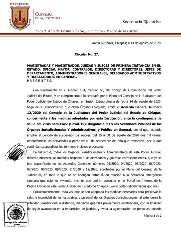 Ampliar el período de suspensión de labores, del 15 al 31 de agosto de 2020