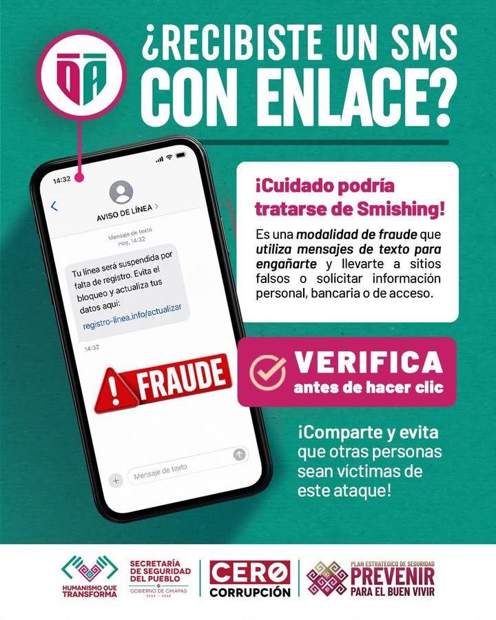 Alerta Guardia Estatal Cibernética sobre mensajes de texto fraudulentos para el registro de líneas telefónicas