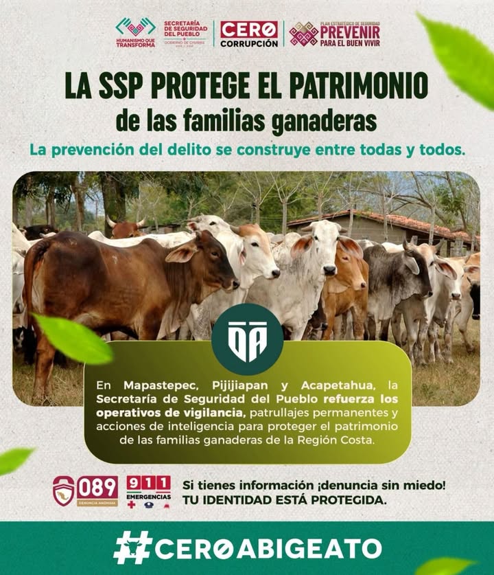 Denunciar el abigeato también es cuidar el campo: Secretaría de Seguridad del Pueblo