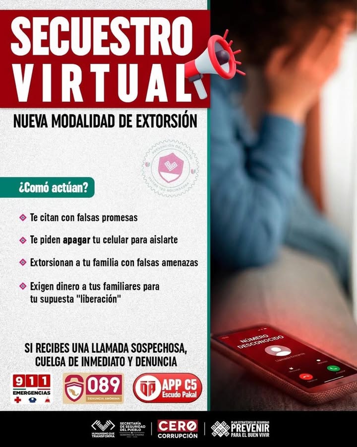 “El secuestro virtual es un engaño; cuelga y denuncia”: Secretaría de Seguridad del Pueblo
