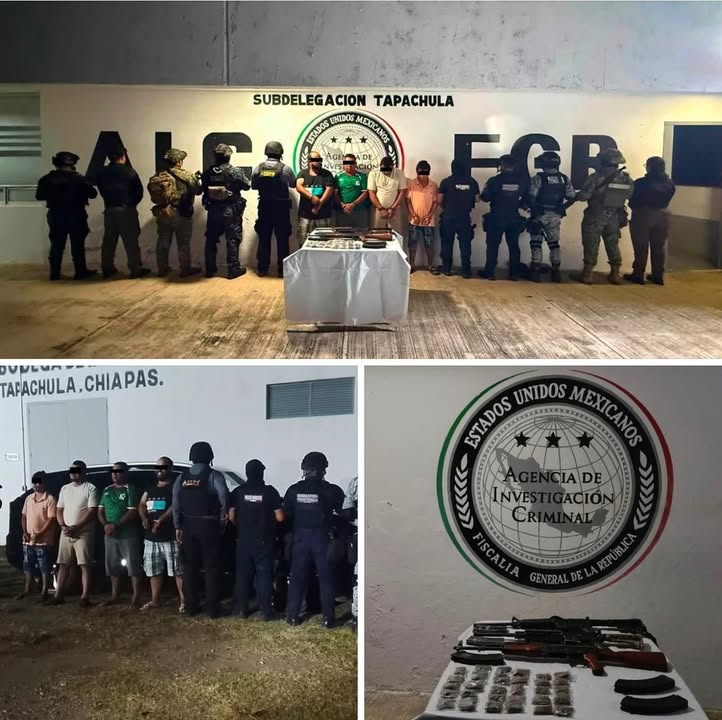 En acción interinstitucional detiene SSP a 11 personas y asegura armas de fuego, narcóticos y vehículos en la región Soconusco