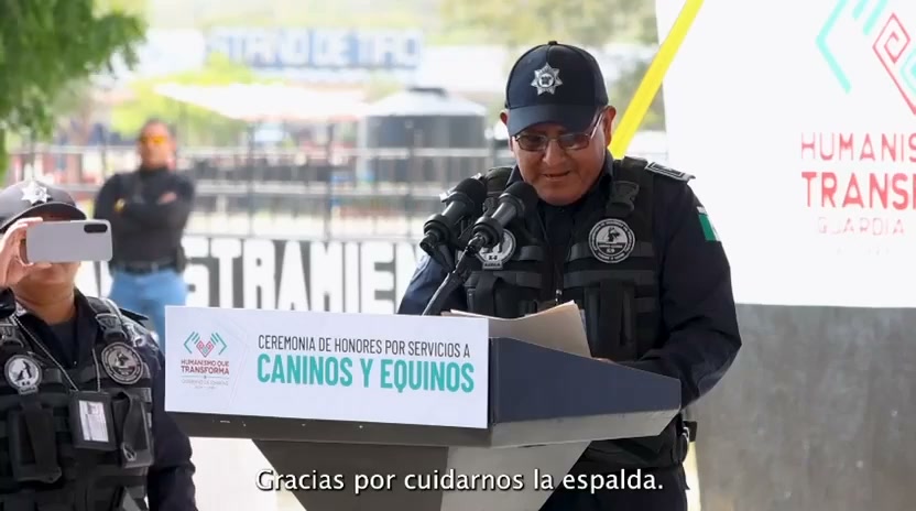 Rinden emotivo homenaje y otorgan retiro digno a elementos caninos y equinos de seguridad en Chiapas