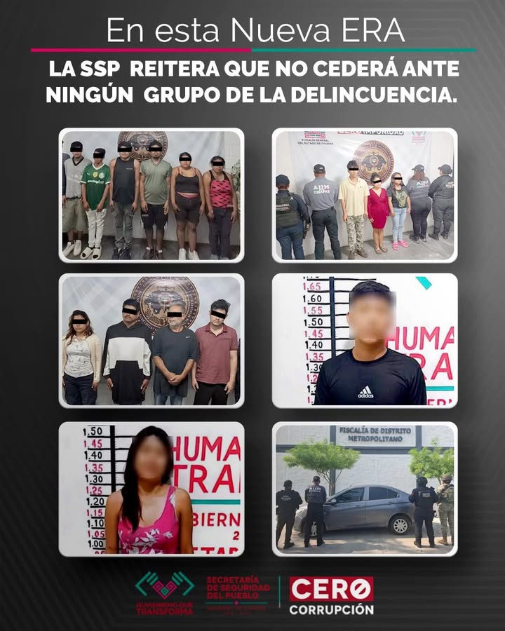 Secretaría de Seguridad del Pueblo logra múltiples detenciones y aseguramiento de narcóticos y armas de fuego en operativos interinstitucionales en Tuxtla Gutiérrez