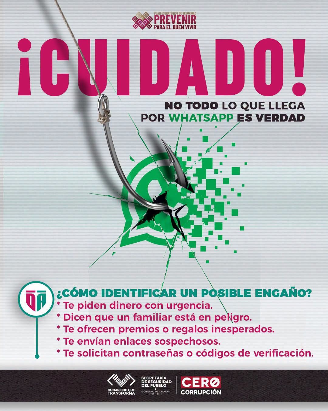 SSP llama a verificar mensajes de WhatsApp y proteger la información personal