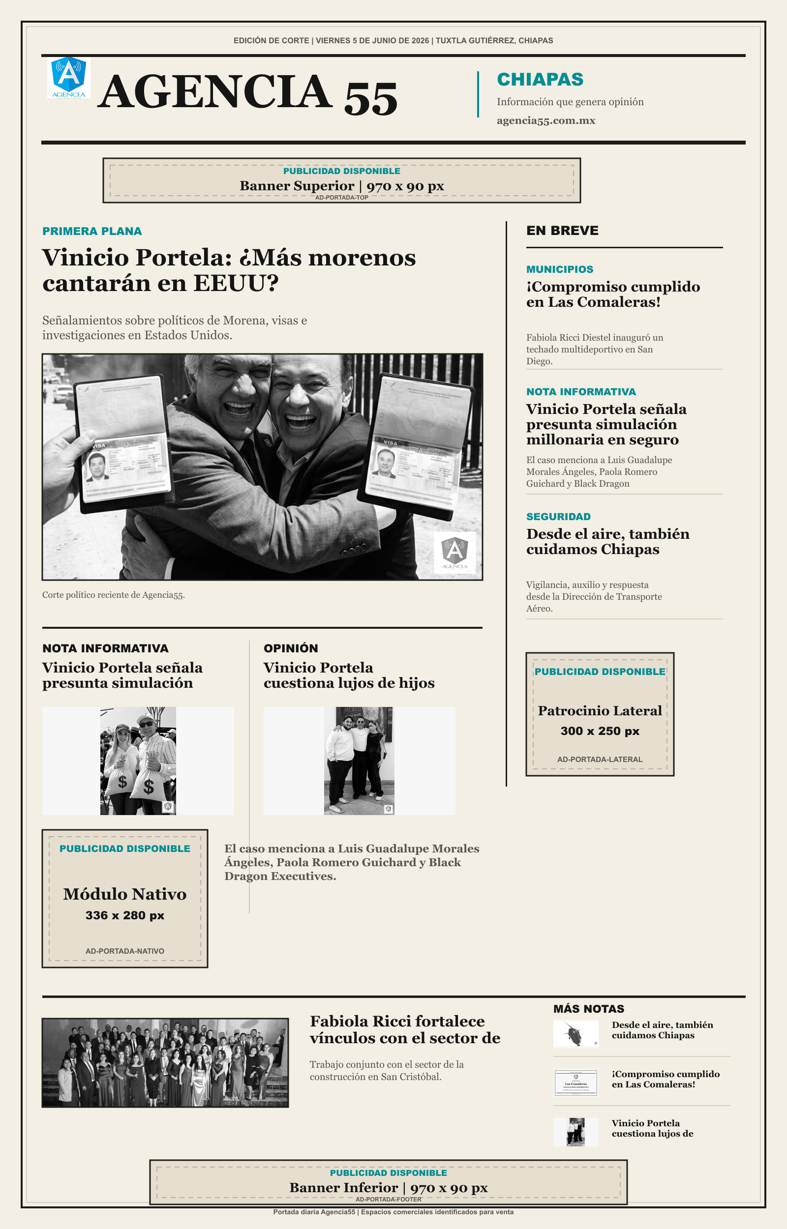 Portada comercial Agencia55 del 5 de junio de 2026
